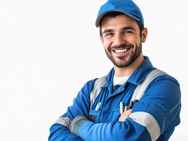 Mechanic using a tablet to send a report