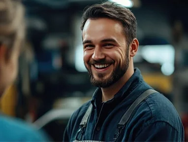Confident mechanic in a workshop