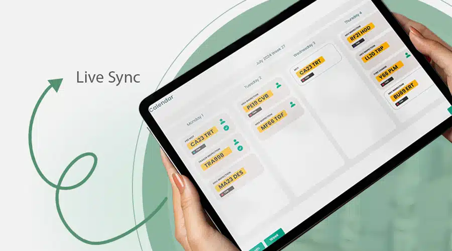 Autocheck running on a tablet in the workshop