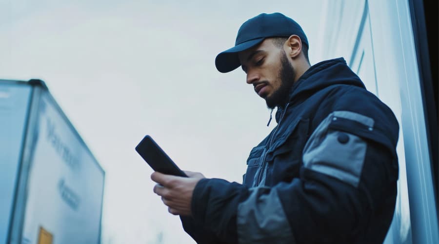 driver checking fleet on mobile driver checking fleet on mobile
