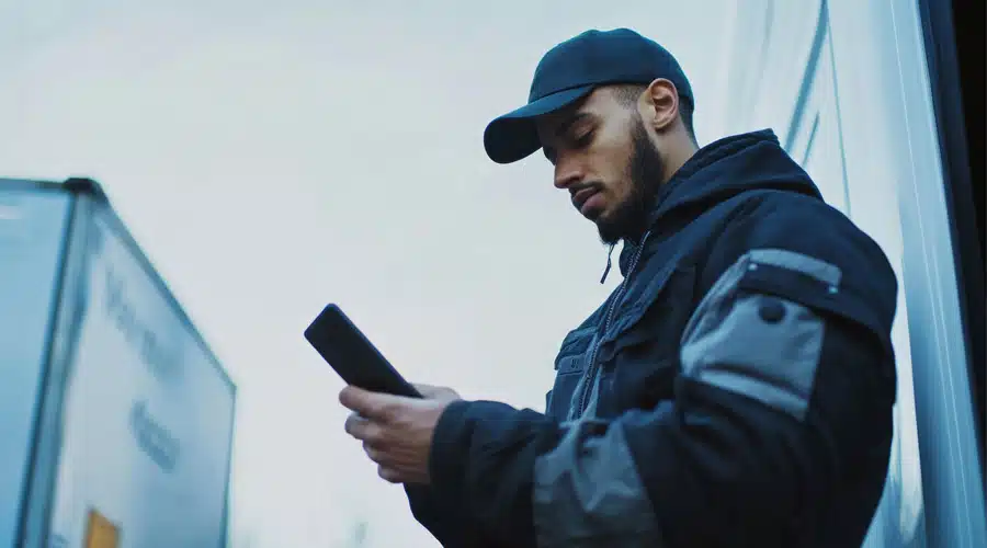 driver checking fleet on mobile