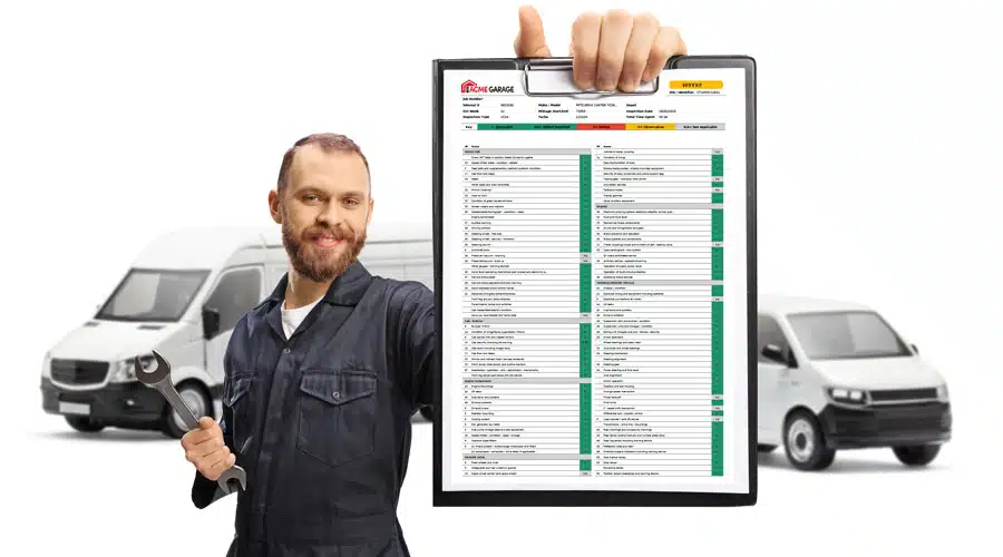 mechanic with printed job card