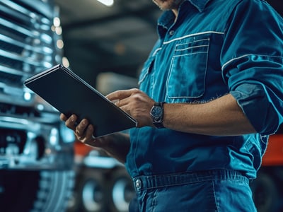 mechanic with tablet