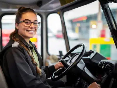 smile female truck driver